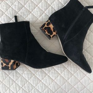 Anthropologie Black/ Cheetah Suede Booties